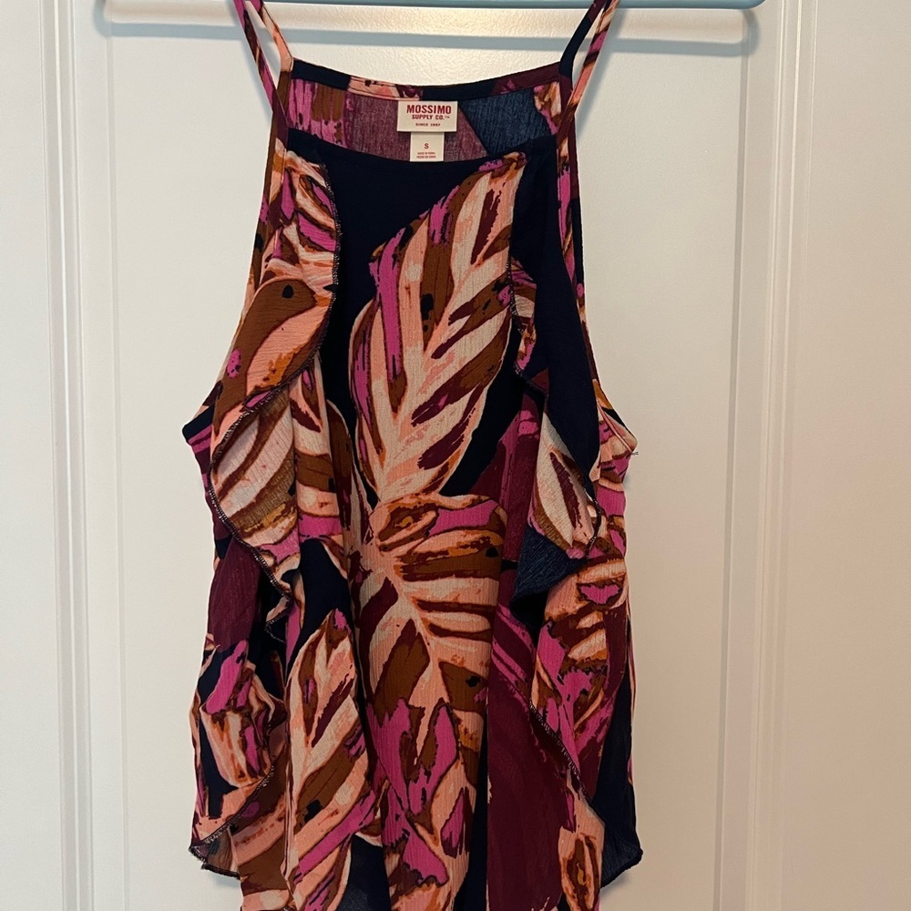 Mossimo Supply Co. Women's Pink and Brown Patterned Tank Top